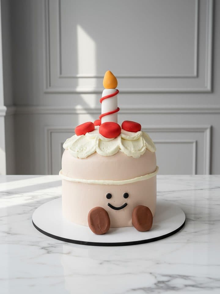 Cake with a candle: after editing